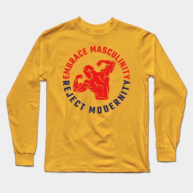 Embrace Masculinity Reject Modernity Demon Back Long Sleeve T-Shirt by RuthlessMasculinity